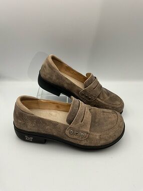 Alegria Loafers Size 6.5 (36) Taupe Suede Penny Loafers